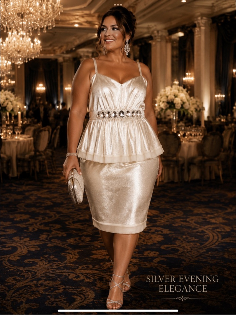 Isabel Toledo NWT Crystal Waist Metallic Peplum Cocktail Dress